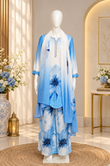 Sahmira Blue Blossom 3-Piece Premium Co-Ord Set