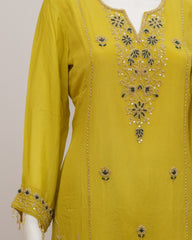 Sahmira Citrine Lime Embroidered Premium Kurta Dress