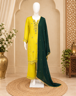 Sahmira Citrine Lime Embroidered Premium Kurta Dress