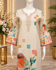 Sahmira Ivory Bloom — Embroidered Floral Kurta Set