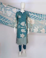 Sahmira Blue Lady Blossom Printed Kurta Dress