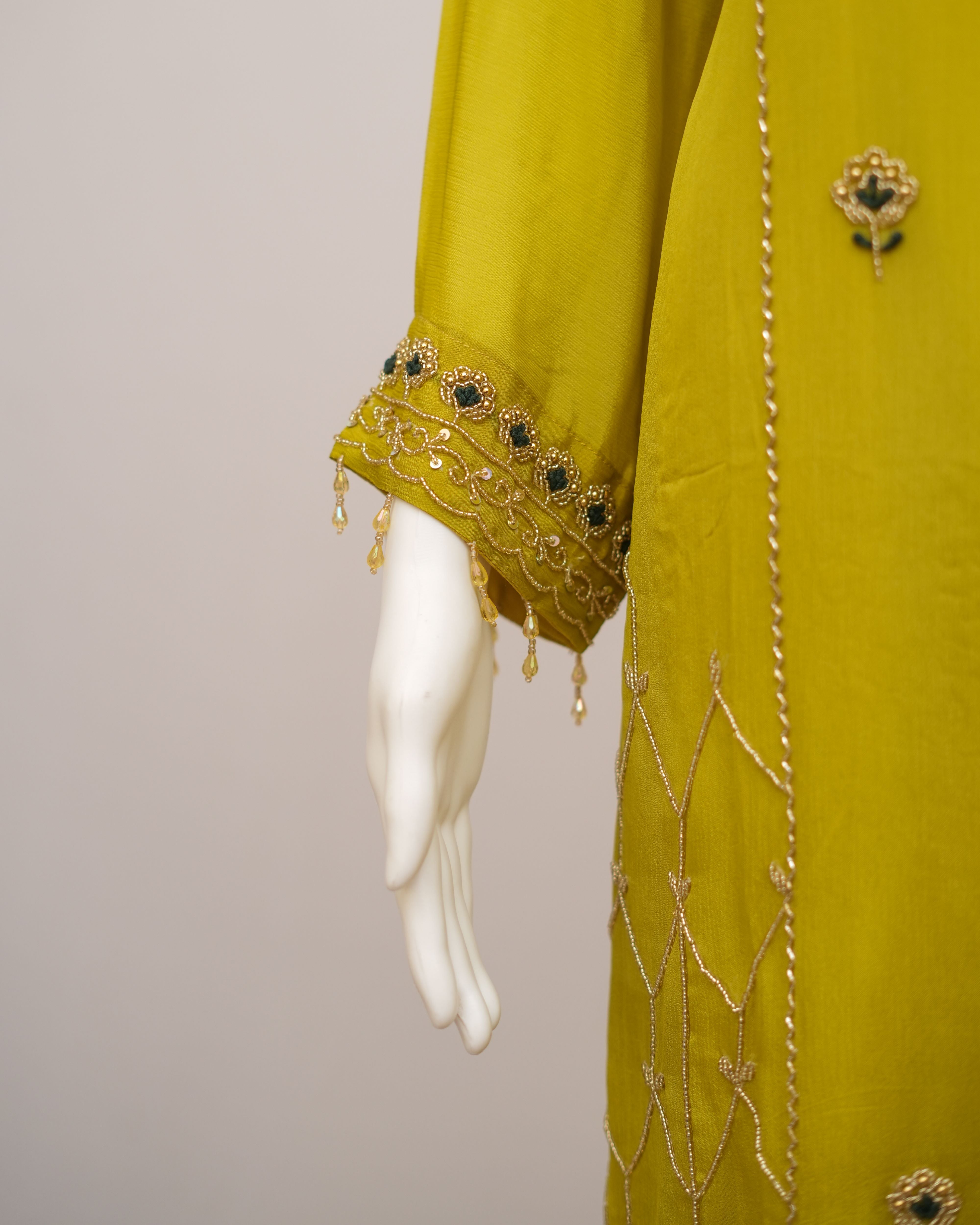 Sahmira Citrine Lime Embroidered Premium Kurta Dress