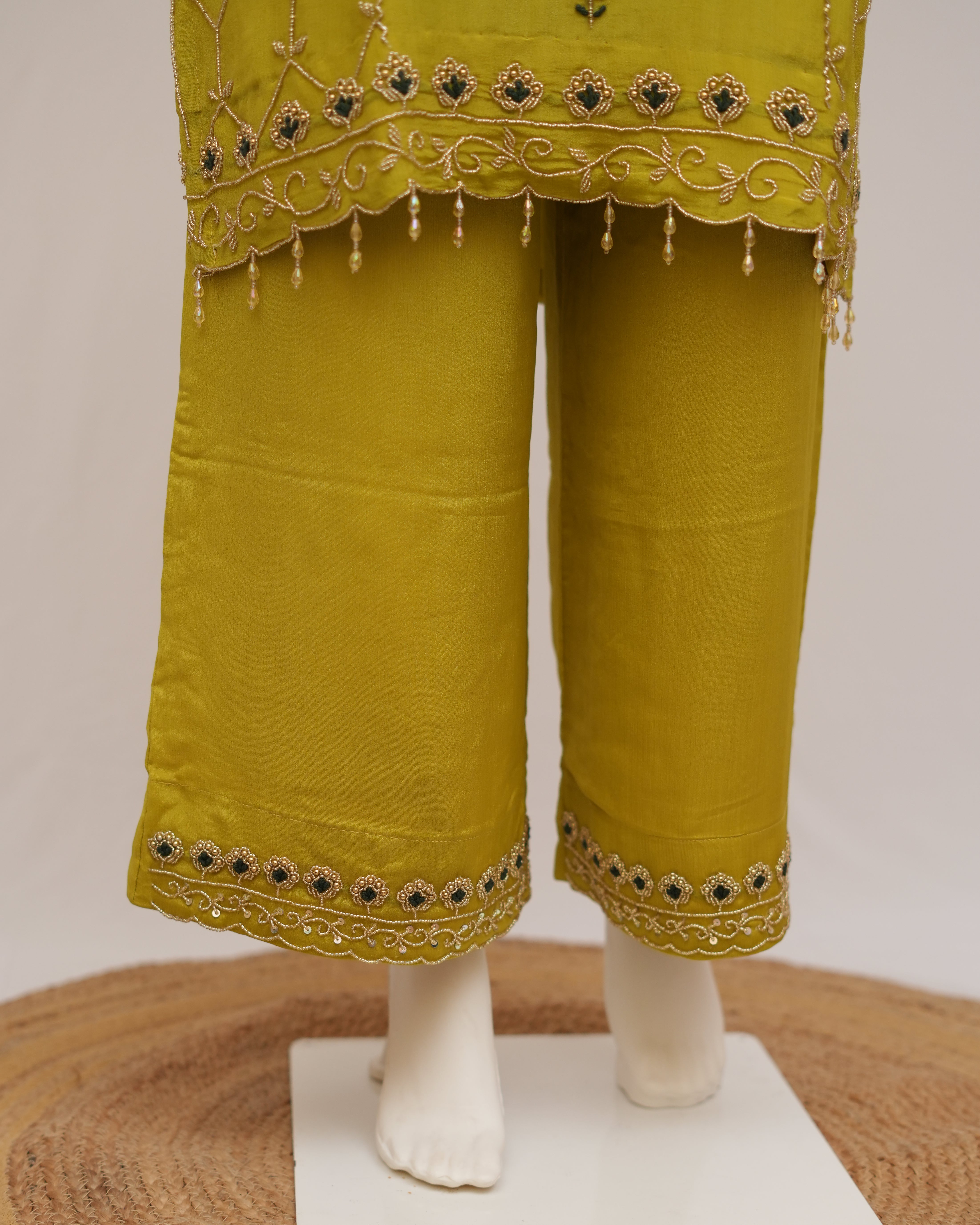 Sahmira Citrine Lime Embroidered Premium Kurta Dress