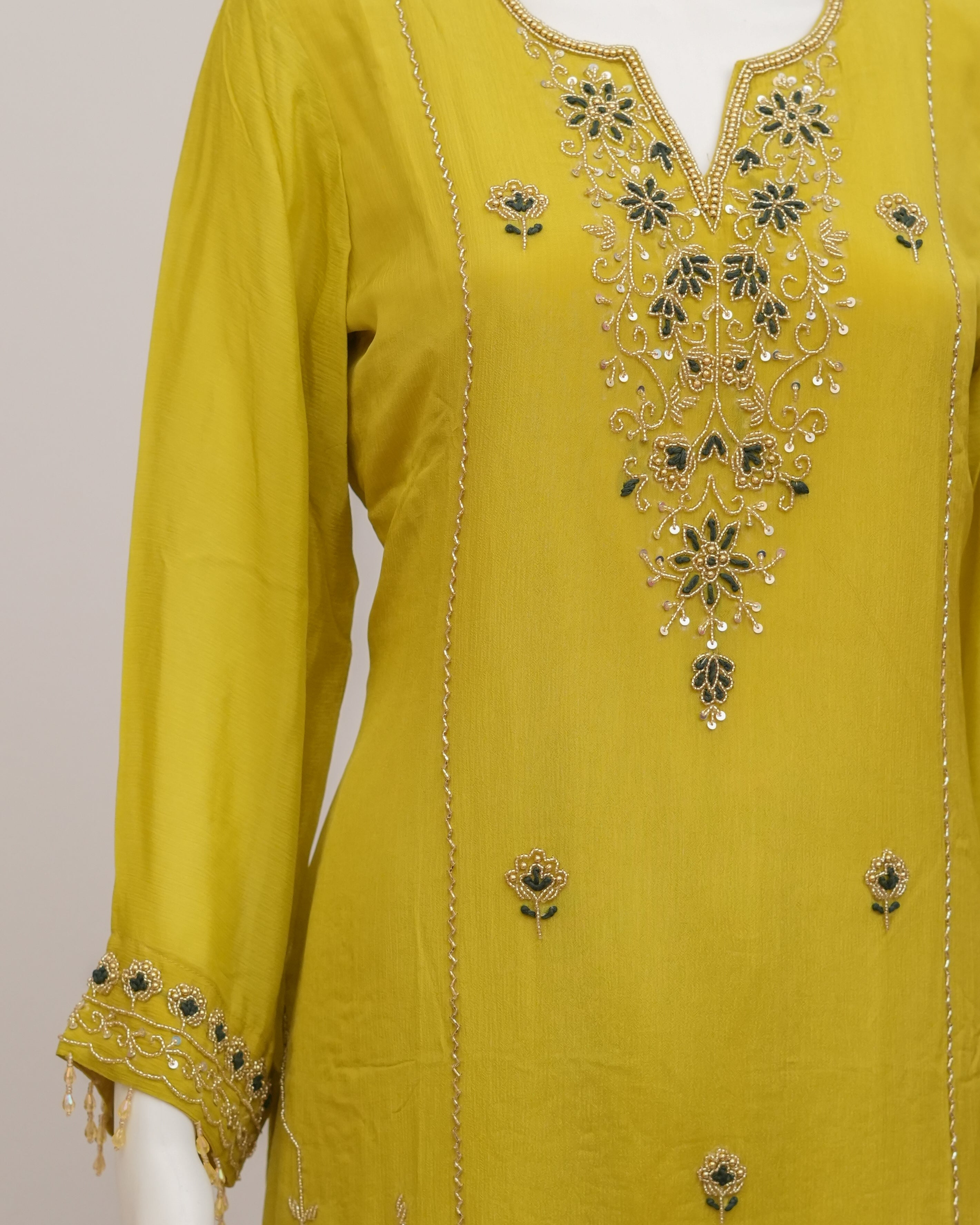 Sahmira Citrine Lime Embroidered Premium Kurta Dress