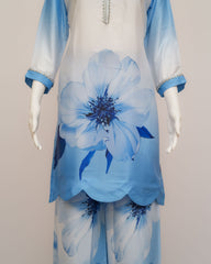 Sahmira Blue Blossom 3-Piece Premium Co-Ord Set