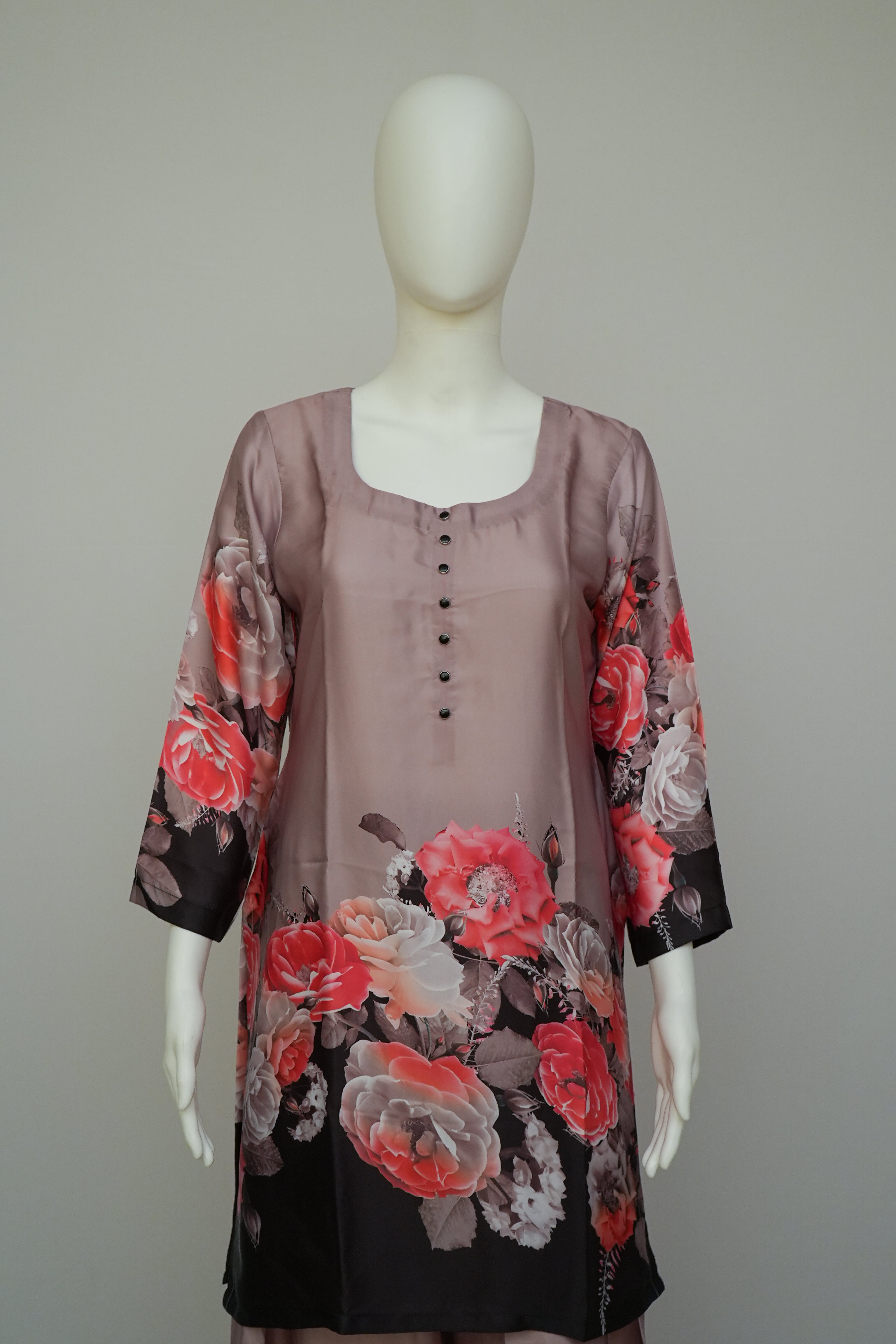 Sahmira Rose Noir Mauve 3-Piece Floral Premium Kurta Set