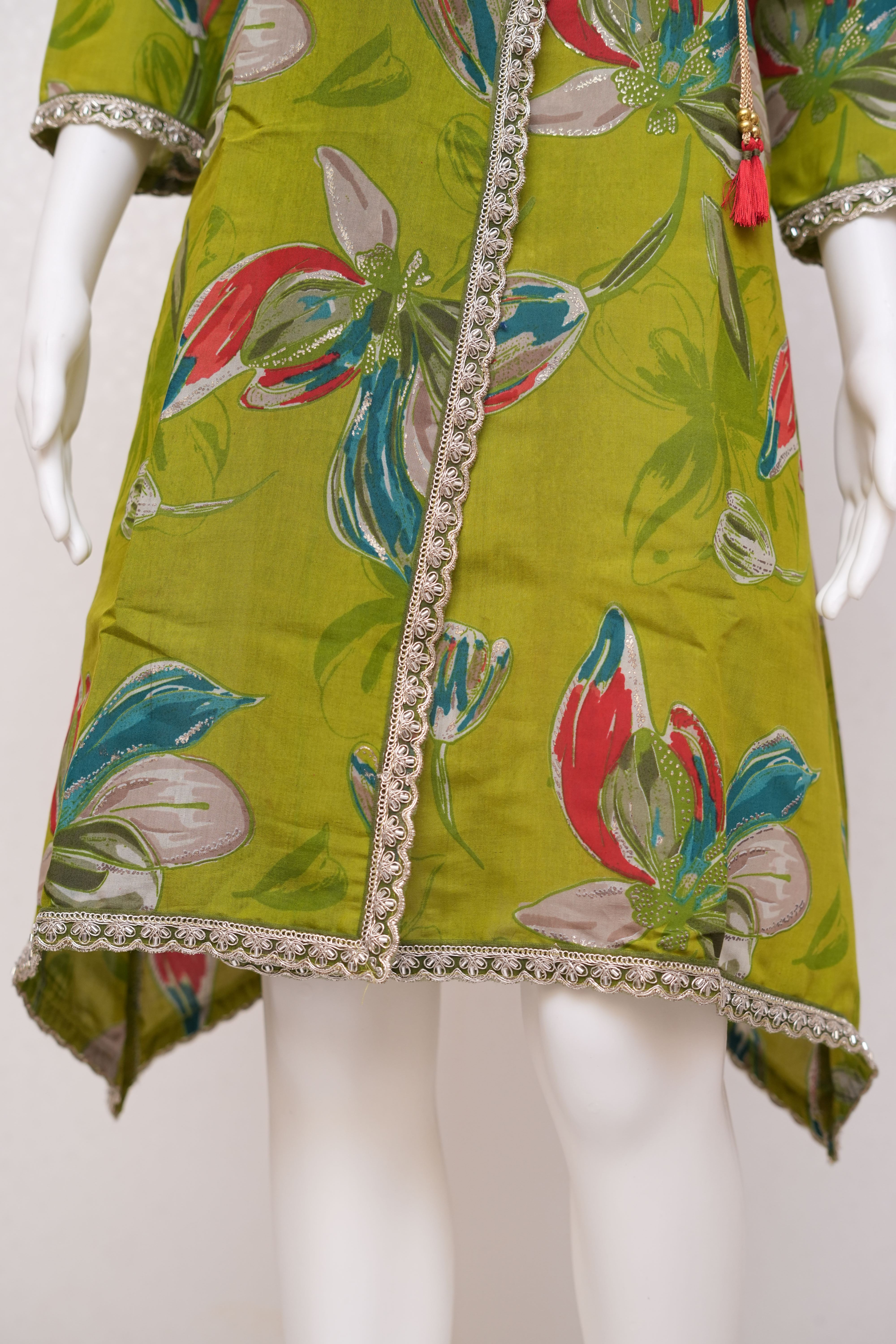 Sahmira Olive Bloom Wrap Premium Kurti