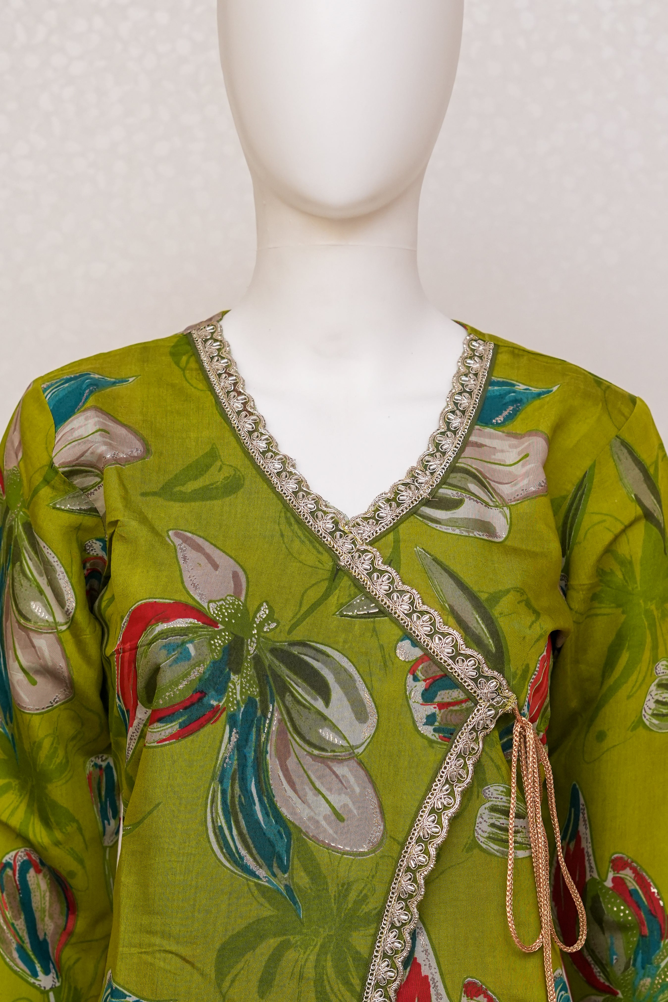 Sahmira Olive Bloom Wrap Premium Kurti