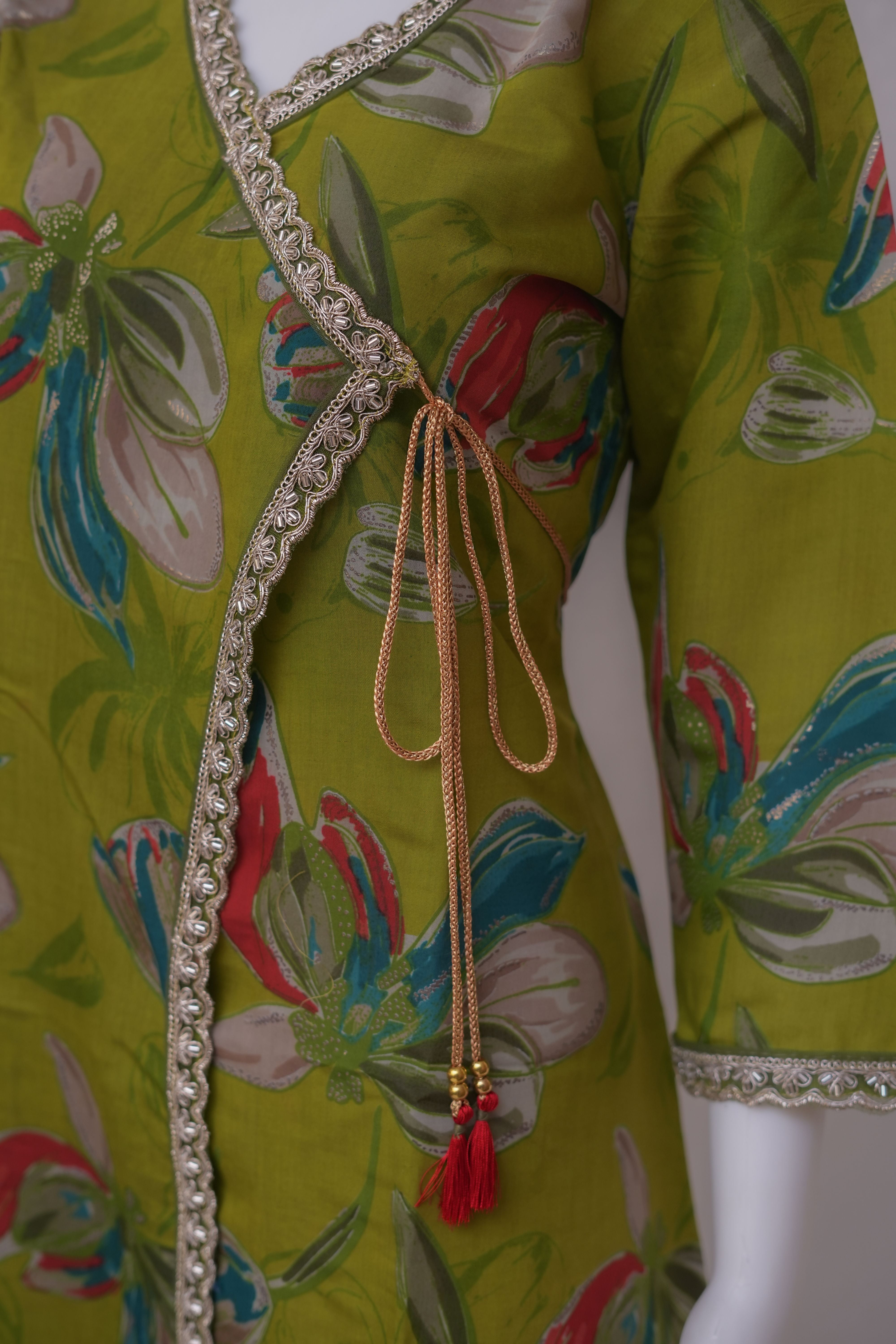 Sahmira Olive Bloom Wrap Premium Kurti