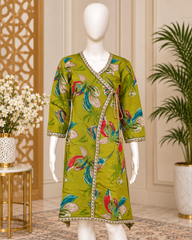 Sahmira Olive Bloom Wrap Premium Kurti